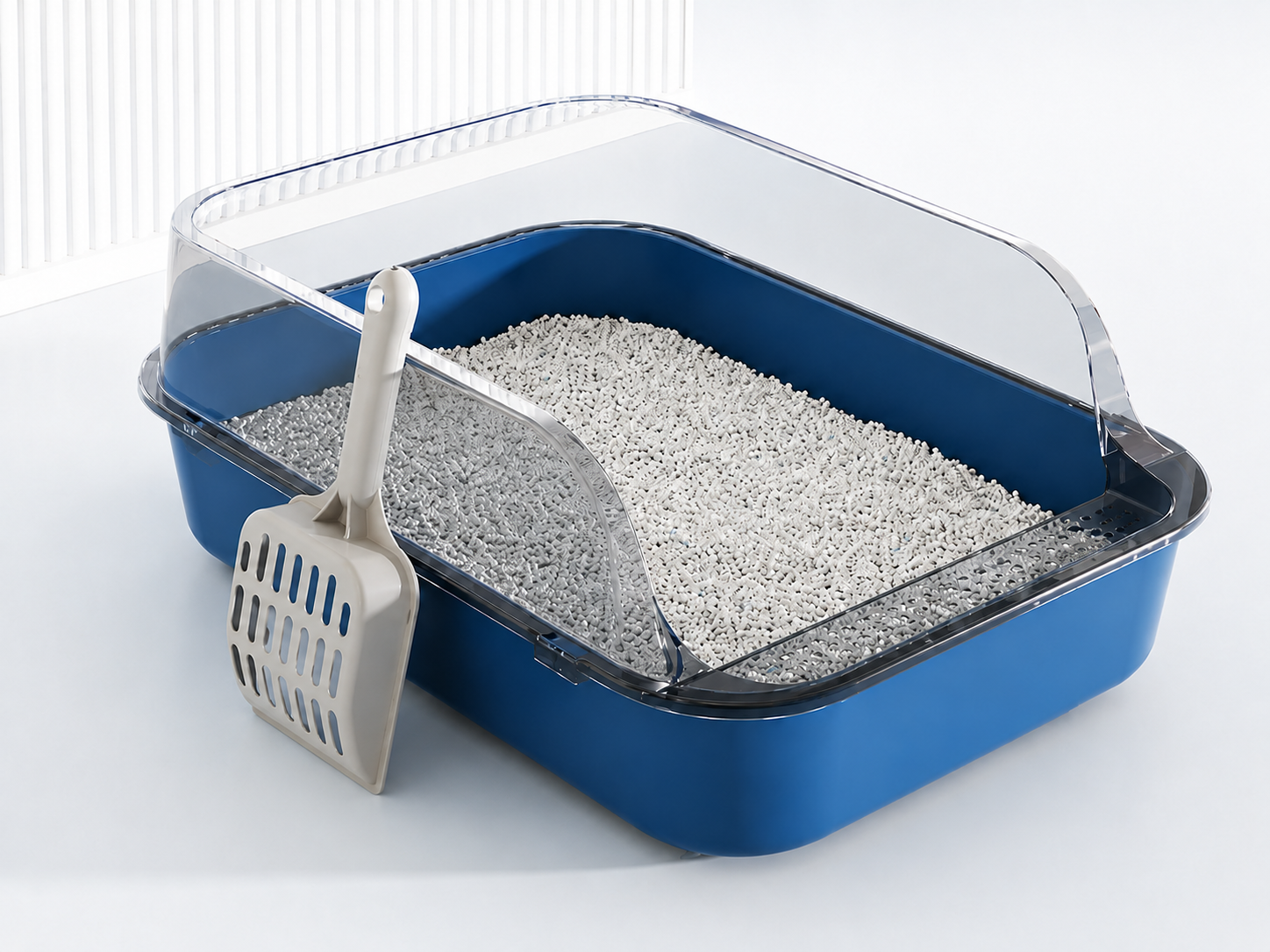 remium Semi-Enclosed Cat Litter Box with High Splash Guard image 2